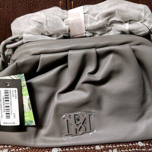 NWT Badgley Mischka Gray Vegan Leather Ruched Clutch